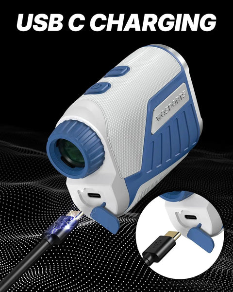 Dope Precision Golf Range Finder With Slope Switch And Flag Lock Vibration 1200 Yard Range, USB-C charging port visible