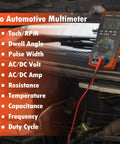 Gearhead Friendly Engine Analyzer And Automotive Multimeter For DIY Mechanics with digital display and wiring on car dashboard