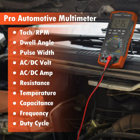 Gearhead Friendly Engine Analyzer And Automotive Multimeter For DIY Mechanics with digital display and wiring on car dashboard