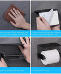Installation steps for Self Adhesive Or Drilling Toilet Paper Holder With Built In Phone Shelf, Stainless Steel Wall Mounted.