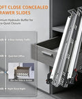 Top Shelf Soft Close Undermount Drawer Slides With Full Extension Runners For Kitchen Cabinets Smooth As Butter Glide in a drawer.