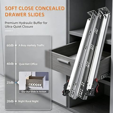 Top Shelf Soft Close Undermount Drawer Slides With Full Extension Runners For Kitchen Cabinets Smooth As Butter Glide in a drawer.