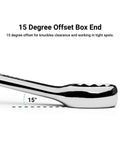 15 degree offset box end of Three Quarters Inch Combination Wrench Twelve Point SAE Chrome Vanadium Heat Treated