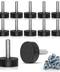 12 Pack All Rubber Quarter Inch 20 UNC Leveling Feet With Inserts For Table Chair And Stool Legs, Adjustable Height, Non Slip