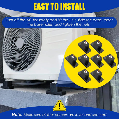 Heavy Duty Rubber Vibration Isolator Mounts Solid As A Rock Air Conditioner Brackets Cut The Chatter Mini Split Condenser mounted under unit.