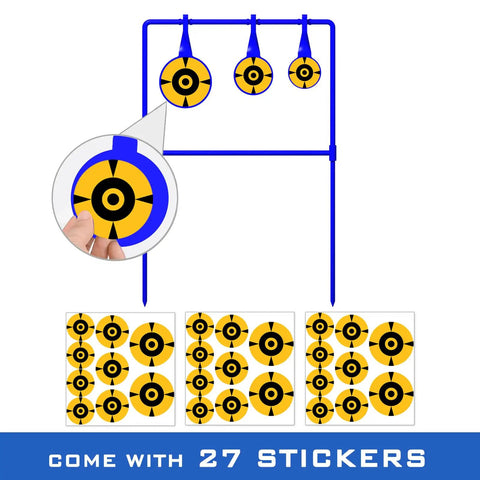 Beefy Three Eighths Inch Auto Reset Spinner Target For Centerfire Handguns Up To.44 Magnum with 27 included target stickers