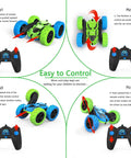 Aqua Racer Remote Control Car for Kids, 360 Degree Double Sided RC Vehicle With LED Headlights controls and stunt capabilities