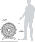 Diagram of WindPro18W Wall Mount Fan High Velocity Industrial Shop Garage Fan With 3 Speed Settings and 3000 CFM, dimensions indicated.