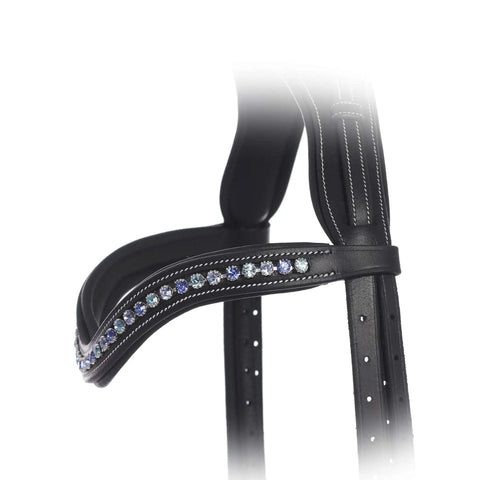 Curved Padded Bling Crystal Leather Browband For Horse Bridles Diamond Decorated English Dressage Browband Havana