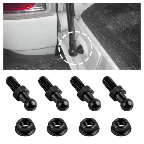 Set Of 4 Ball Studs For Gas Struts With Hardware Nuts, 5 Sixteen By 18 Thread, Three Fifths Inch Long Shank, 10mm Ball Head