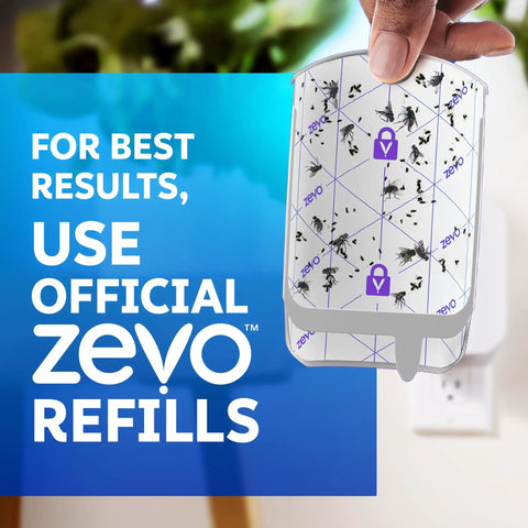 Plug In Bug Zapper For Straight Up Home Pest Control Killer Against Fruit Flies And Those Dang Gnats With Uv Light And No Mess Adhesive Cartridge Indoor Fly Traps 3 Refill Pack with adhesive traps showcasing caught bugs.
