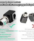 RJ45 To M12 X Coded 8 Pin Adapter 360 Degree Rotatable Shielded IP68 Industrial Ethernet Connector with comparison chart