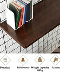 Folding Wall Desk With Solid Wood Board And Two Iron Brackets, 2.8cm Thick, books on desk, 40kg capacity, space saver