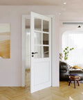 32 By 80 Inch Clear Glass Slab Door Six Lite Glass French Interior Design Prehung Paintable Single Panel For Living Room