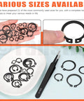External Retaining Rings Kit 265 Pcs In 21 Sizes For Axles And Shafts Snap Ring Circlip C Clip Assortment Set displayed on a plate