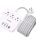10 Foot Long Power Strip With 3 Outlets And 4 USB Ports USB A And USB C Flat Plug ETL Listed Non Surge Protector Cruise Ship Ready