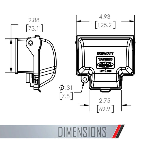 RaynGuard Extra Duty Built Tough Metal Weatherproof In-Use Outlet Cover for Outdoor 1-Gang Gray dimensions diagram