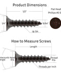 Product dimensions of Pack Of Twenty Five 6 By 5 8 Inch Antique Copper Flat Head Phillips Wood Screws Featuring Self Tapping Steel Construction.