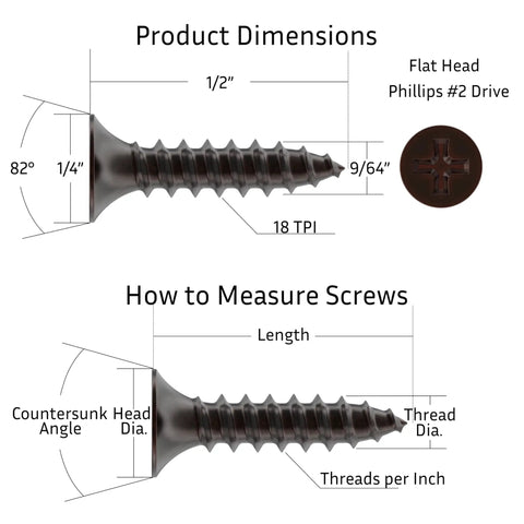 Product dimensions of Pack Of Twenty Five 6 By 5 8 Inch Antique Copper Flat Head Phillips Wood Screws Featuring Self Tapping Steel Construction.