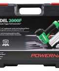 Slick 20 Gauge Pneumatic L Cleat Flooring Nailer Kit For Snapping Down Engineered And Hardwood Planks With Quick Trigger Pull Activation in carry case.