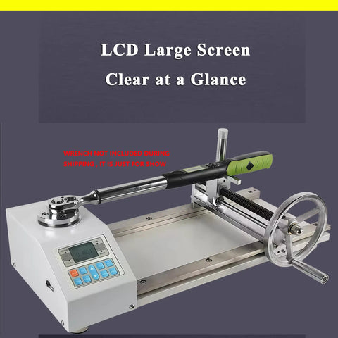 Pro Grade Digital Torque Wrench Calibrator Benchtop Tester With 200.00 And 0.01 Nm Precision, 2000 Hz, Built For Testing Preset Torque Wrenches, Torsion Screwdrivers, And Tightening Force Instruments, White Finish on benchtop with LCD screen