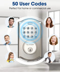 Keyless Entry Door Lock With Keypad Deadbolt And Handle No Key Needed Smart Lock With Auto Lock 50 User Codes waterproof.