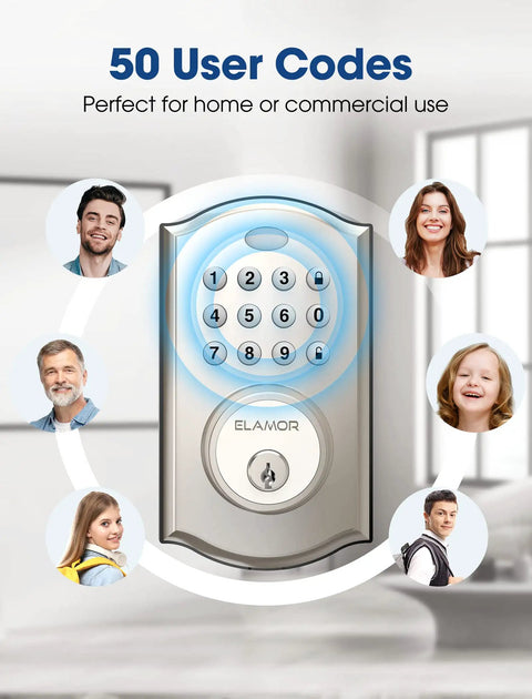 Keyless Entry Door Lock With Keypad Deadbolt And Handle No Key Needed Smart Lock With Auto Lock 50 User Codes waterproof.