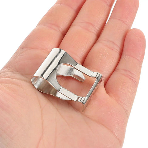 Top Tier 5Pc Windshield Wiper Linkage Repair Clamp Kit Boasting Easy Snap Install For Beaters Rigs And Suvs, silver clip held in hand.
