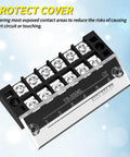 Heavy Duty Dual Row Six Position Screw Terminal Block Kit With Cover And Pre Insulated Jumpers 35A 600V Rating Dual Row Terminal Strip