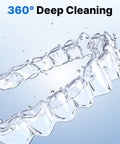 Ultrasonic Retainer Cleaner 45 KHz Deep Clean All In One Machine For Dentures Night Guards Braces Toothbrush Heads And Jewelry With 4 UV Lamps Odor Busting Dual Cleaning Modes Gloss Black Finish, 360° deep clean for clear aligners