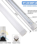 Close-up view of 10Pack 4Ft LED Shop Light 50W 8000LM 6500K Linkable T8 Tube With Clear Cover showing design and features