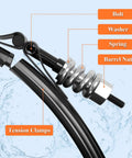 Cross-section of Tension Control Clamp Ring Kit For Pool And Spa Filter Easy Install Durable Clamp Ring showing components and water splash.