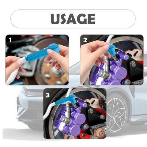 Step-by-step usage of Top Tier Five Piece Brake Bleeder Kit With Vacuum Pump Connectors for fluid changes.