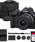 R50 APSC Mirrorless Camera Kit With 18 To 45mm Lens, 4K Video, Dual Pixel AF II, shoulder bag, 64GB memory card included