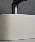 Close-up of Total Show Stopper Matte Concrete Rectangular Vessel Sink 19.7 X 12.8 Inch showing smooth finish and modern design.