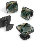 Hella Chic Marble Ombre Cabinet Pulls Set Of Four Sage Green And White Abs Resin Drawer Handles With Stainless Steel Screws For Kitchen Bathroom Furniture Renovation Projects, showing four knobs from various angles.