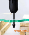 Glass and tile drill bit, 3/16 inch, carbide-tipped spear cutter, 1/4 hex shank, side view