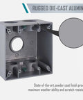 2 Gang Weatherproof Deep Box For Outdoor Electrical Wiring With Five 1 Inch Threaded Outlets Gray Rugged Outdoor Junction Box