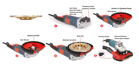 Universal 7 Inch Dust Shroud For Angle Grinders With Vacuum Hose Adapter Fits Most Major Brands assembly instructions