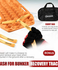 Extendable Offroad Traction Tracks With Jack Base Multifunction Recovery Mat For Snow Mud Sand Twin Pad Design For 4x4 SUV ATV UTV Truck Orange Gen 8 With Carry Bag And Easy Deploy System featuring carry bag and leash