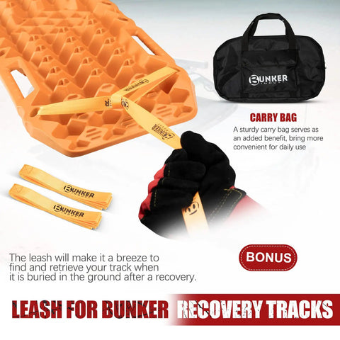 Extendable Offroad Traction Tracks With Jack Base Multifunction Recovery Mat For Snow Mud Sand Twin Pad Design For 4x4 SUV ATV UTV Truck Orange Gen 8 With Carry Bag And Easy Deploy System featuring carry bag and leash