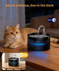 Cat near 2L Pet Water Fountain For Cats And Dogs, Automatic Dispenser With Quiet Operation, glowing night light