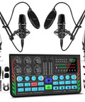 Two Person Podcast Studio Bundle With DJ Mixer And Three Point Five Millimeter Diaphragm Condenser Microphones For Live Streaming setup
