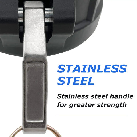 Close-up of stainless steel handle on Camlock Fittings Type C Female Set in Polypropylene for increased strength and durability.