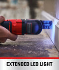 V20 Cordless Oscillating Multi Tool With Beast Mode Power Up To 19000 OPM cutting material with LED light on