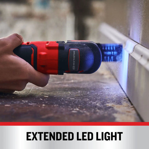 V20 Cordless Oscillating Multi Tool With Beast Mode Power Up To 19000 OPM cutting material with LED light on