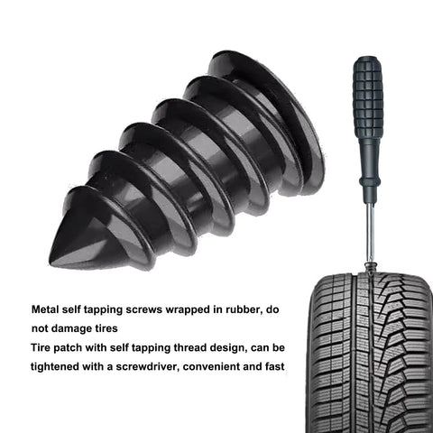 Universal 120 Piece Tire Repair Kit With Heavy Duty Rubber Nails No Sweat Screw In Puncture Plugs, rubber screw for tire repair.