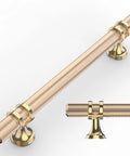 10 Pack Knurled Gold Cabinet Pulls, 5 Inch Center Hole Brushed Brass Handles, durable aluminum alloy, close-up angle view