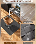Big Non Slip Office Chair Mat For Hardwood Floors 35.4 X 47.2 Inches Heavy Duty PVC Floor Protector For Rolling Desk Chair Easy Glide With Rattan Pattern Black Home Office Rug Pad