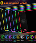 RGB Gaming Mouse Pad With 15W Wireless Charging Hella Large Non Slip Desk Pad For Gaming 10 Light Modes displayed